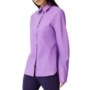 Grey/Ven Reiki Boyfriend Purple Collared Button Up Blouse Top Size S NEW Tags